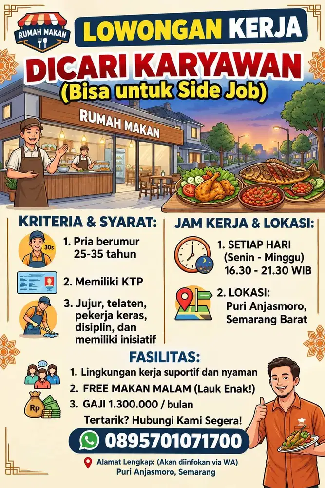DI CARI KARYAWAN CEPAT LOKASI SEMARANG BARAT