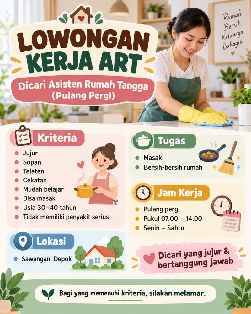 ART Pembantu Pulang Pergi Sawangan Depok
