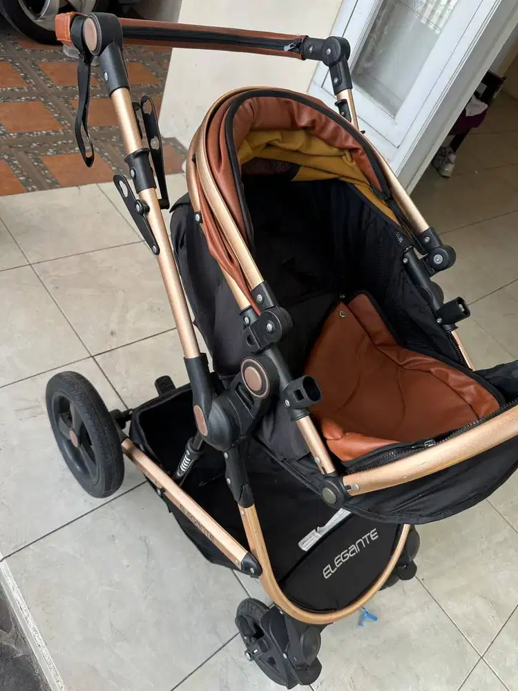 STROLLER BAYI ELEGAN 2 IN 1 Aluminium, PU Leather, Mewah & Nyaman