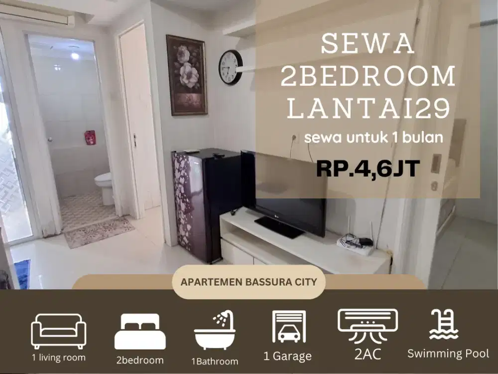 Sewa 2bedroom full furnish bulanan apartemen bassura city