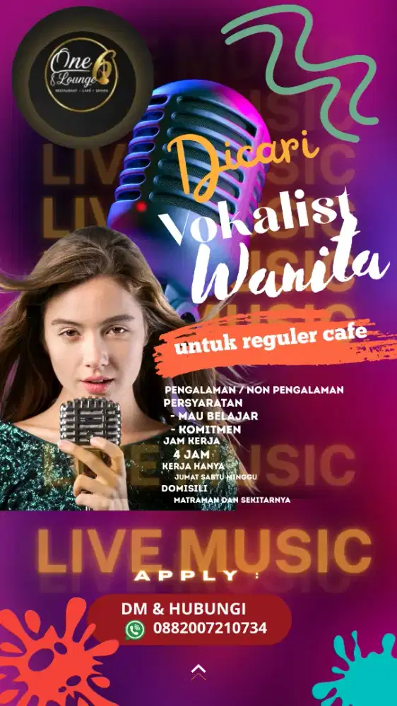 Di Cari Vokalis Wanita