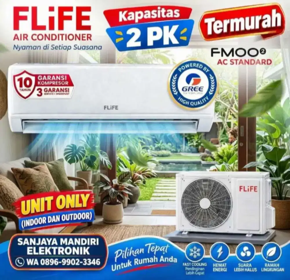 AC FLIFE by GREE AC 2 PK Standar FAC-18FMOO2 LED Display Smart Cleaner
