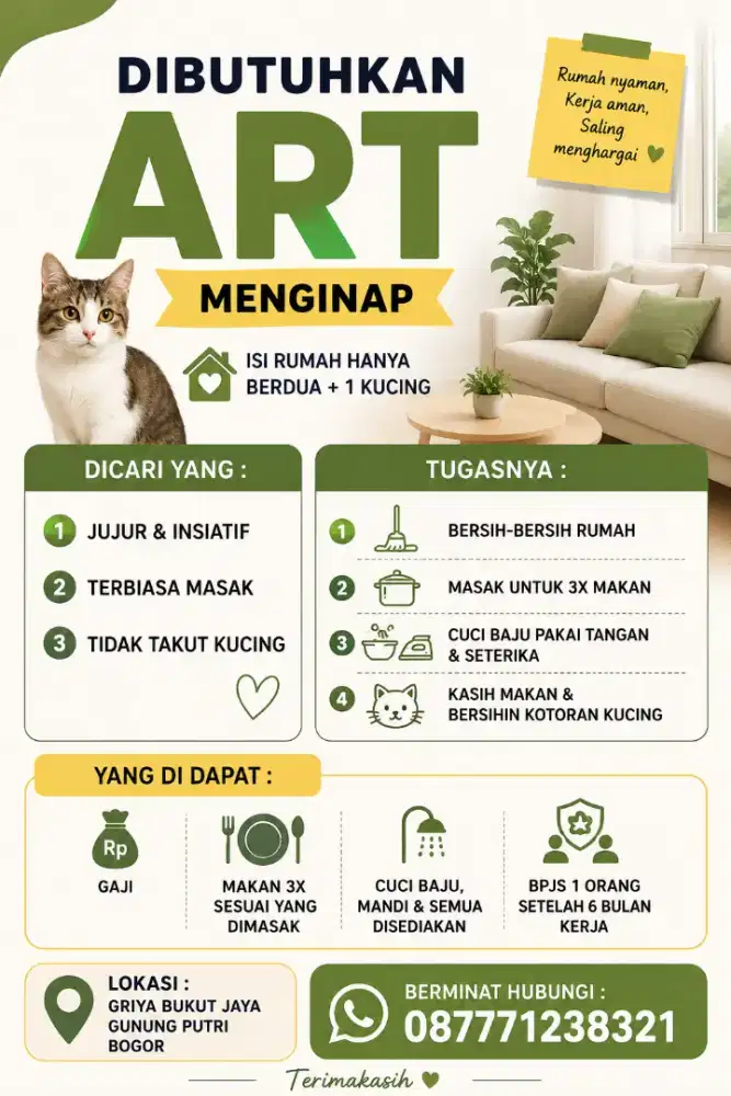 Dibutuhkan ART Menginap