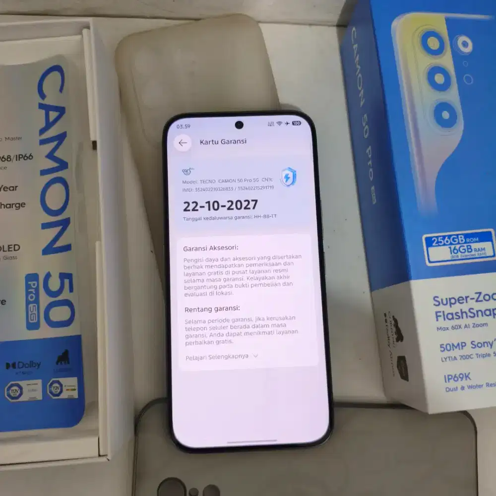 Tecno CAMON 50 Pro 5G ( Garansi Oktober 2027 )
