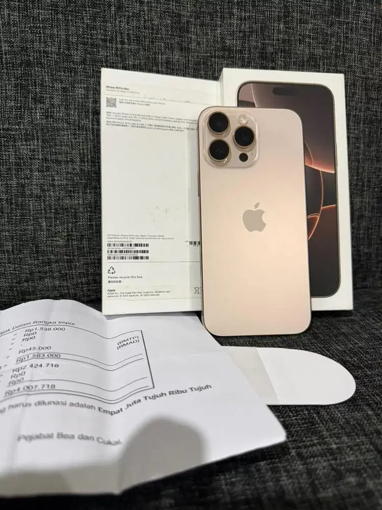 Iphone 16 PM 256gb Dual sim fisik (ZA/A) resmi beacukai full original