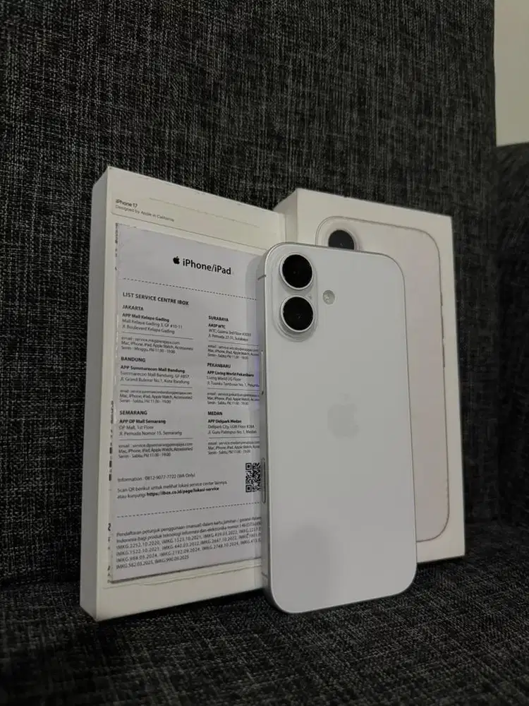 Iphone 17 basic 256gb iBox white lengkap original mulus bisa tt