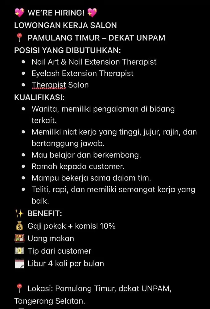 LOWONGAN KARYAWAN SALON