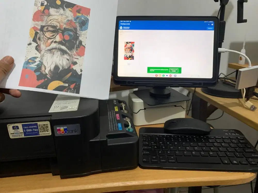 Samsung Tab + Printer + Keyboard + Mouse + Converter