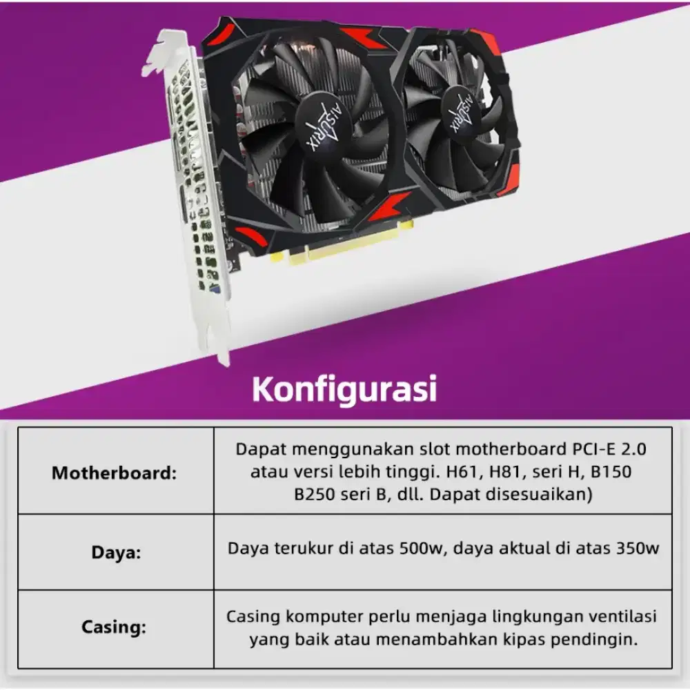 GPU ( graphic card ) Rx 580 Aisurix (3 tahun pemakaian)