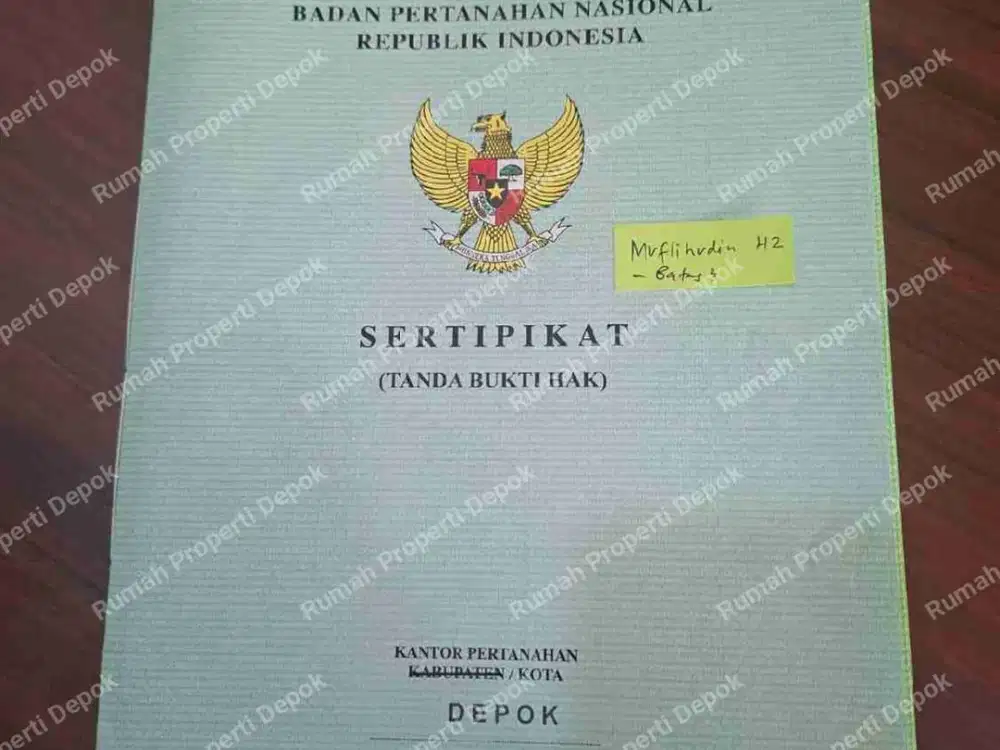 RUMAH SIAP HUNI SURAT SHM DI DEPOK
