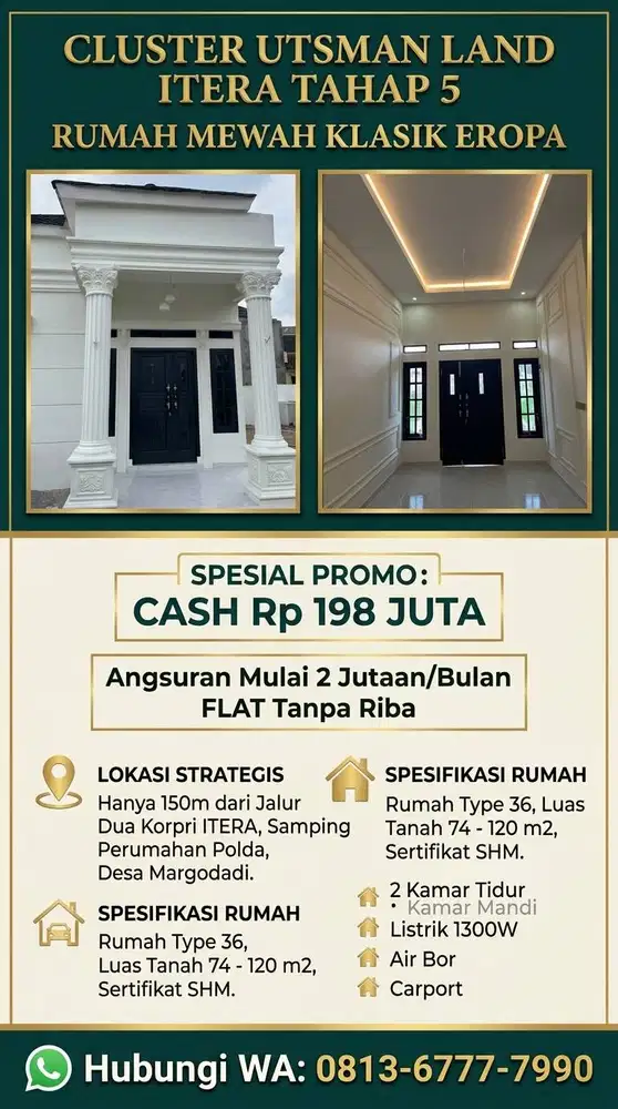 CLUSTER  JALAN 2 ITERA  TERMURAH