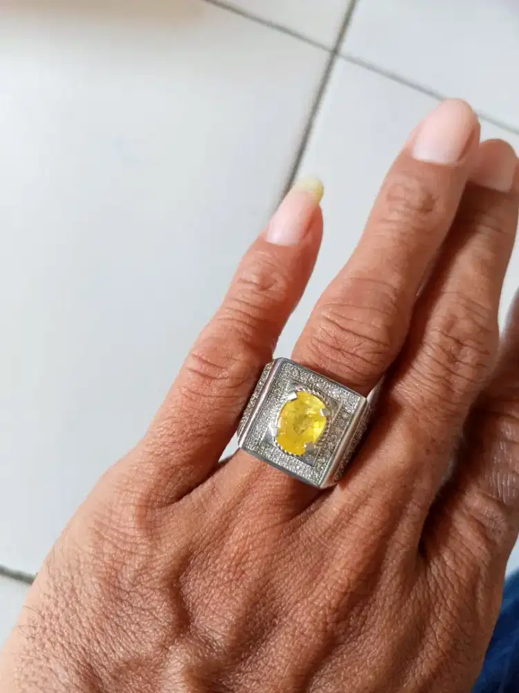 Batu Cincin Akik Permata Natural Yellow Sapphire Ceylon Sri Lanka
