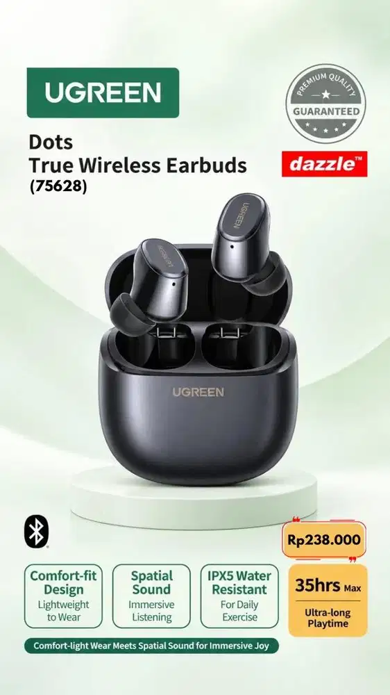 HF TWS Ugreen Dots Buds Black (75628)