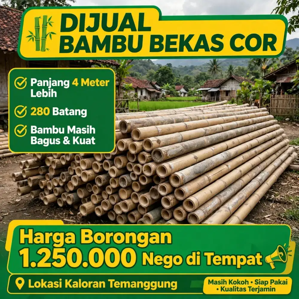 Bambu Bekas Cor 4m lebih siap angkut borongan