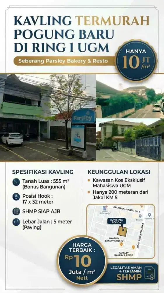 Tanah Murah Ring 1 Kampus UGM, Pogung Baru, 555m²