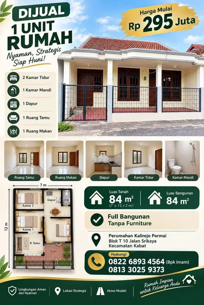 Rumah dijual siap huni full bangunan