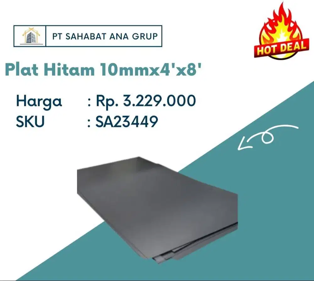 Plat Hitam 10mm x 4'x 8'