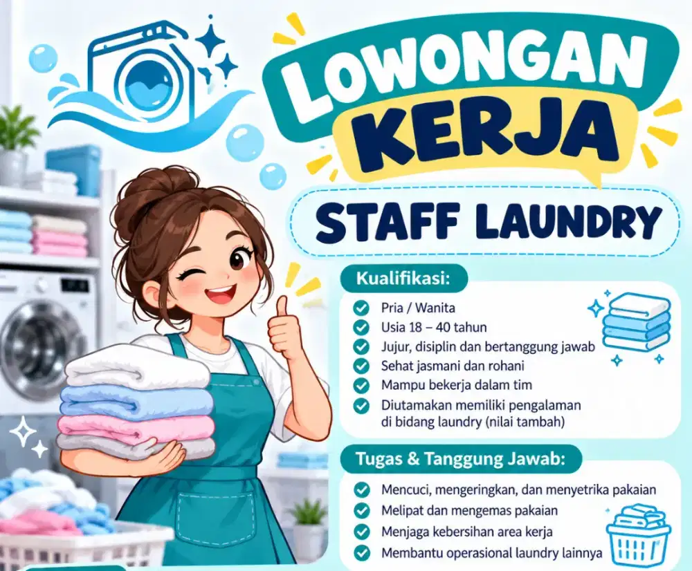 Dibutuhkan Karyawan Laundry