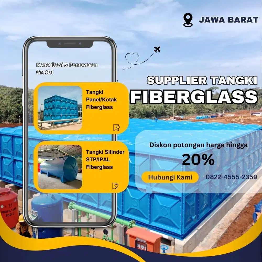 Tangki Fiberglass FRP-Panel Tank, Roof Tank & Ground Tank Indramayu