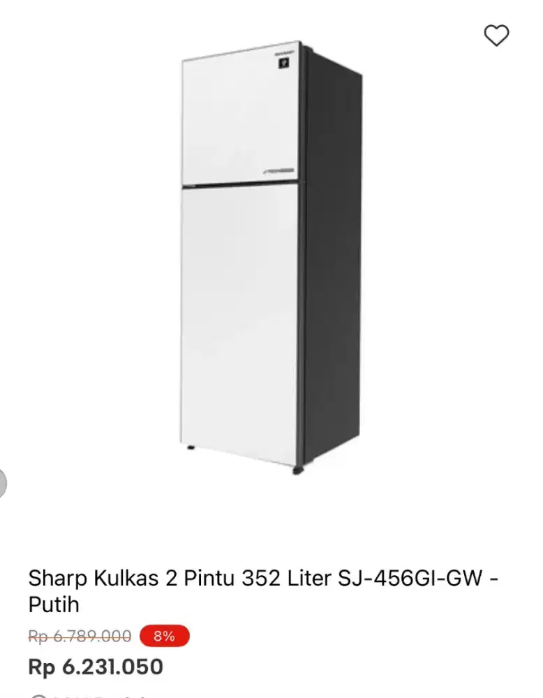 SHARP KULKAS 2 PINTU SJ-456GI-GW