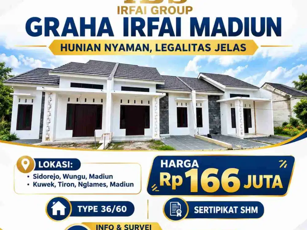 di jual rumah subsidi dekat kota Madiun Graha Irfai Wungu Madiun