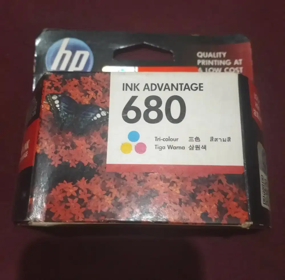 Cartridge tinta printer HP 680 tricolor warna original .