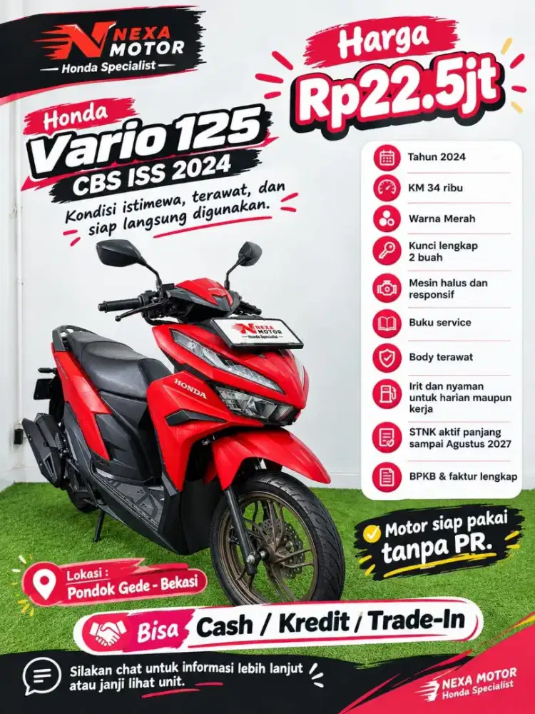 Rp22.5jt | Honda Vario 125 CBS ISS 2024 | Istimewa!