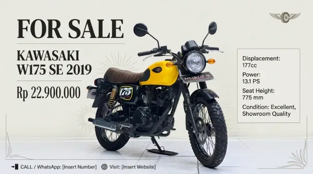 Perfect Condition!!Kawasaki W175 SE 2019 Yellow Plat S Mulus-Mustika
