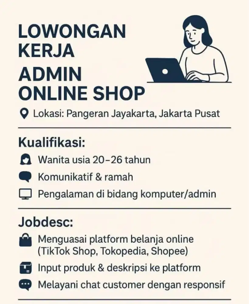 Lowongan kerja admin online shop