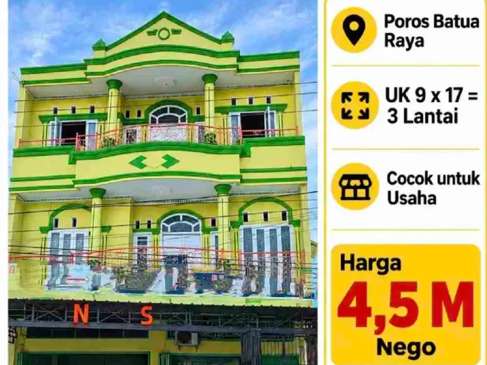 Dijual Ruko 3 lantai di Jl. Batua Raya Makassar