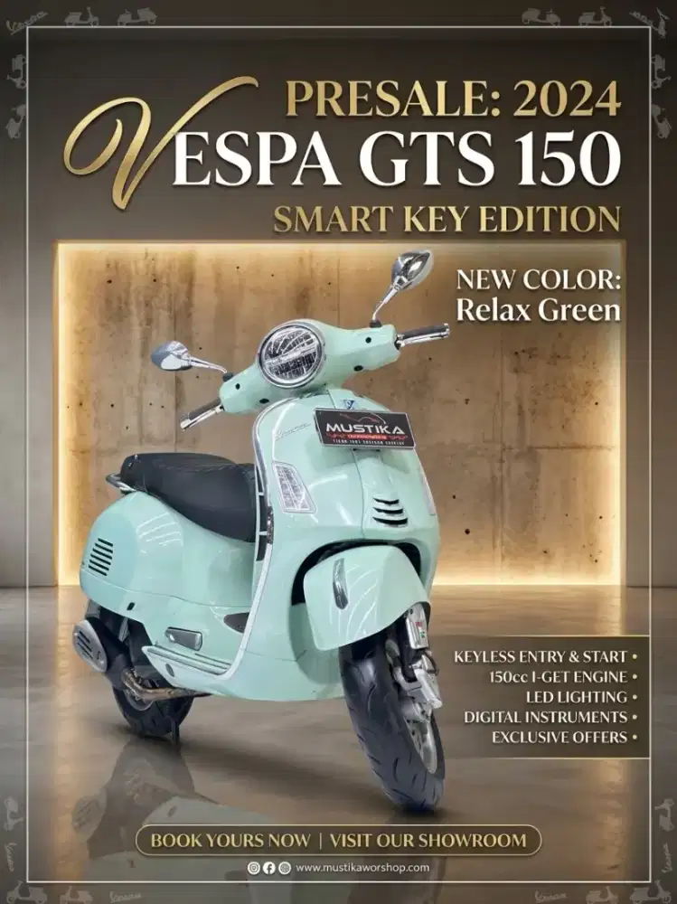 Perfect Condition!!Vespa GTS 150cc Smart Key 2024 Plat P Mulus-Mustika