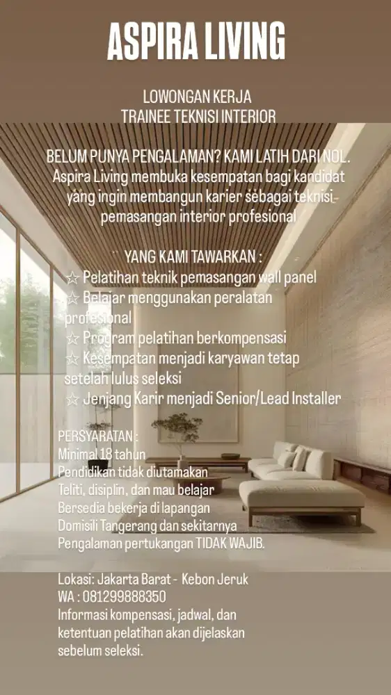 TRAINEE TEKNISI INTERIOR