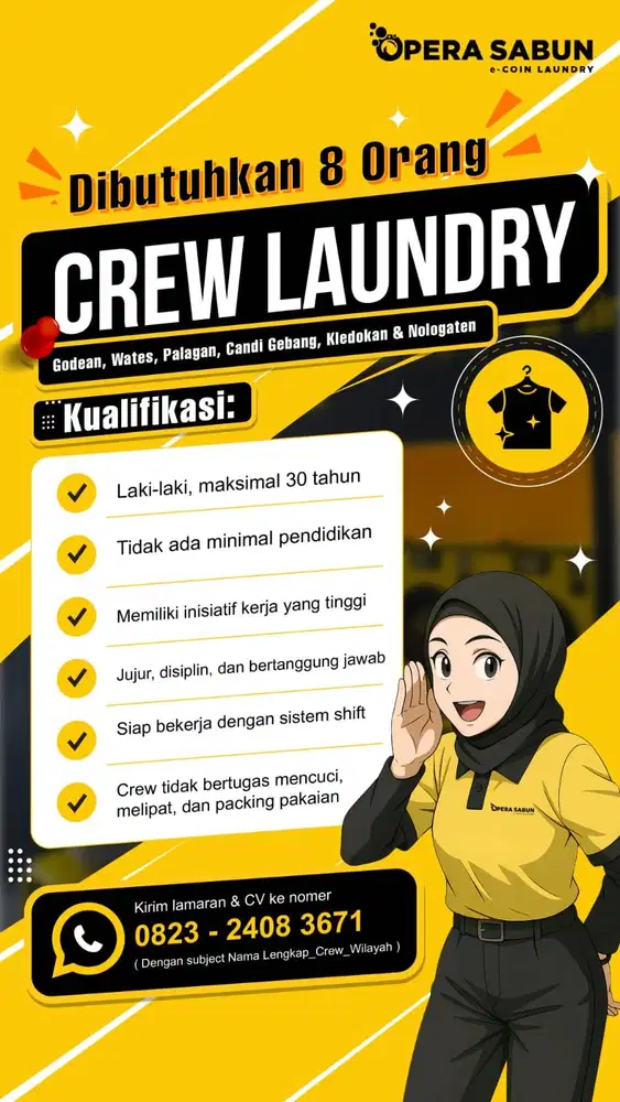 Lowongan Kerja Crew Laundry Self Service