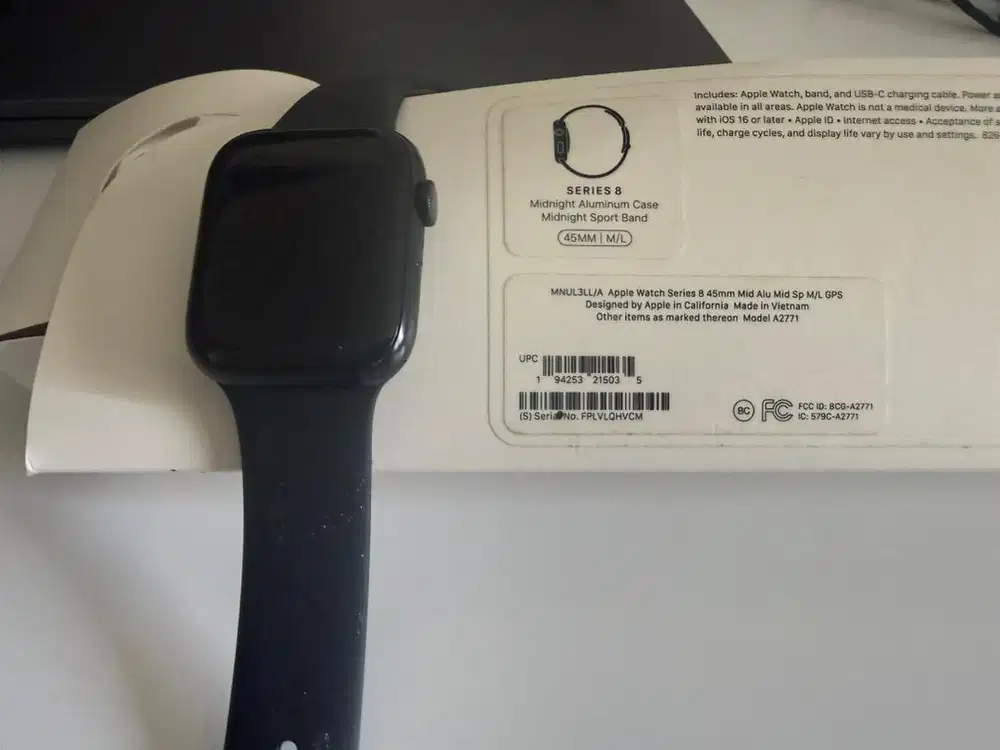 Apple Watch Series 8 45mm GPS Midnight Original Full Box MULUS