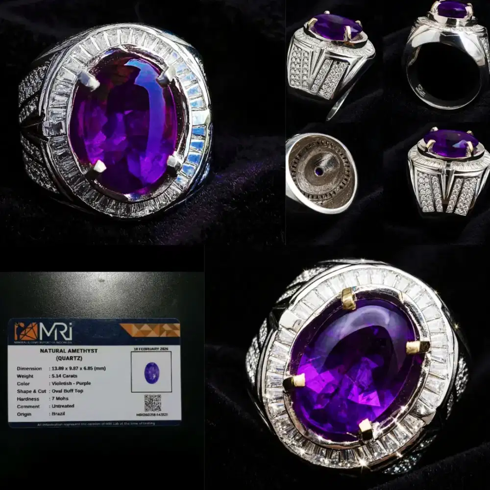 Batu Amethyst Brazil memo MRI ring Alfaka microsetting