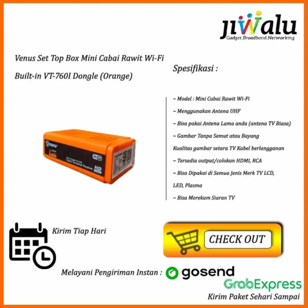 Set top box TV digital Venus Mini Cabai Rawit Wifi T2+ Orange