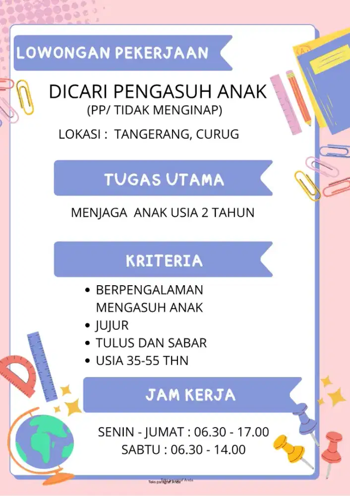 Lowongan pengasuh anak