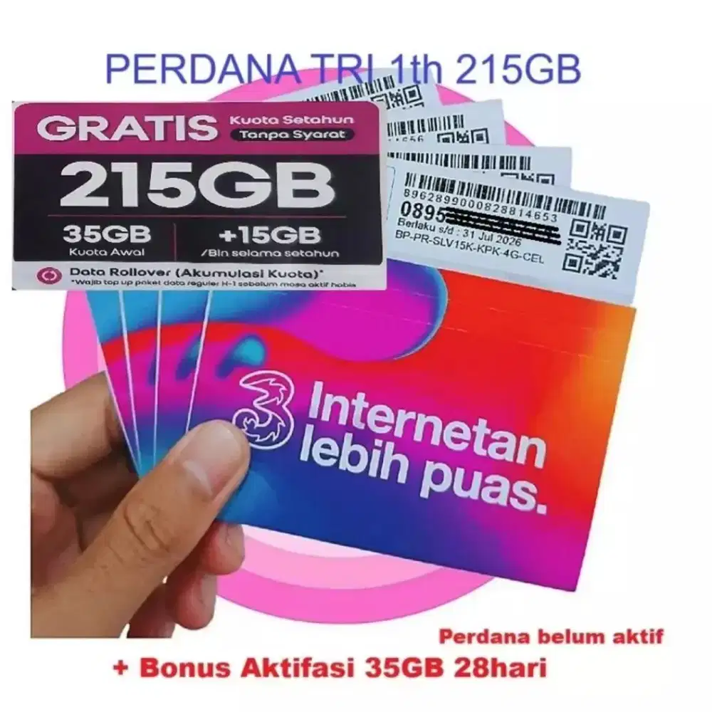 Three Tri Hifi Air Kuota 215 GB 1 Tahun 15GB/ Bulan Kartu Modem Wifi