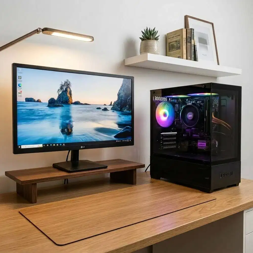 HOT ITEM! PC EDITING + MONITOR 24 Inch MURMER AMD RYZEN 3 2200G 8/256