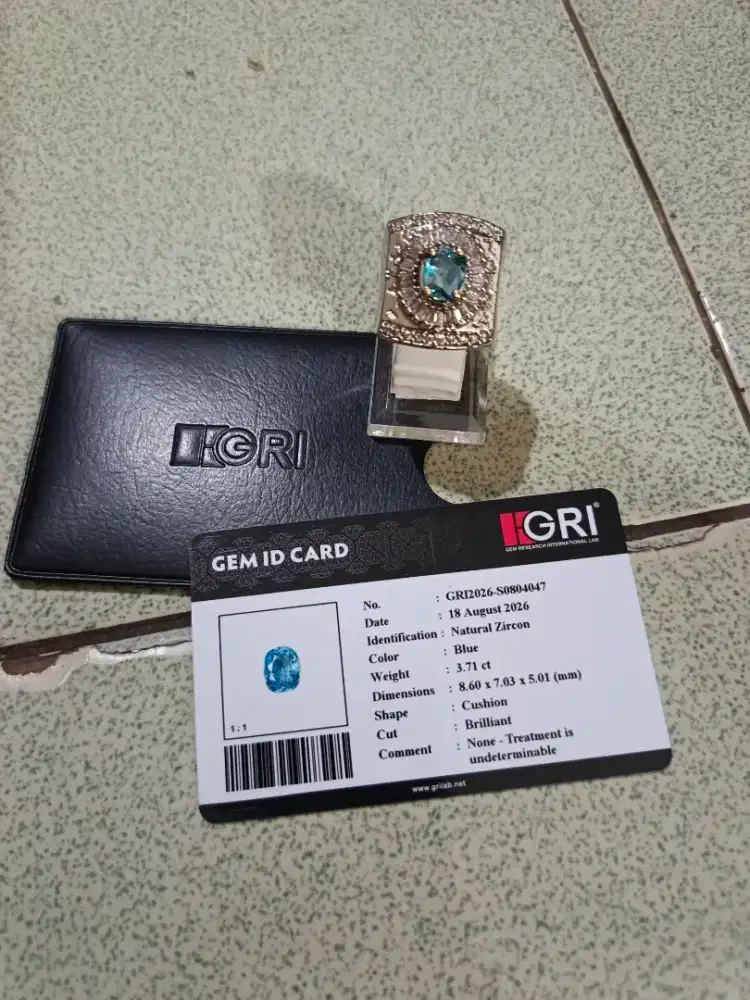 Batu zircon natural lap GRI no tritmen