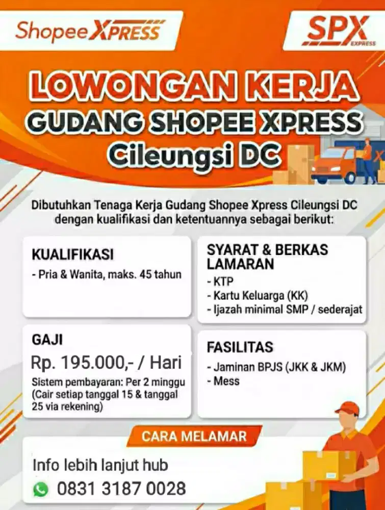 lowongan kerja gudang shopee