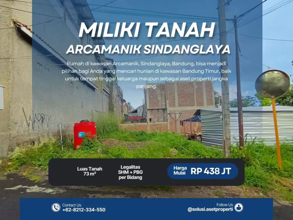 Tanah Kavling 73 m2 SHM + PBG Arcamanik Sindanglaya Dekat Ujungberung