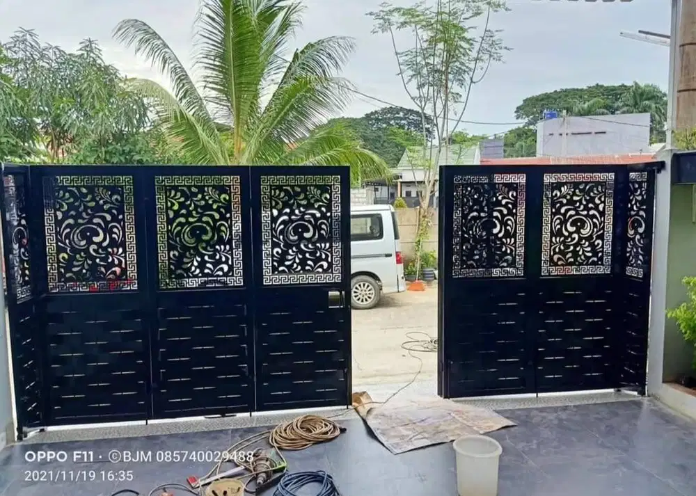 Pintu pagar lipat laser cutting