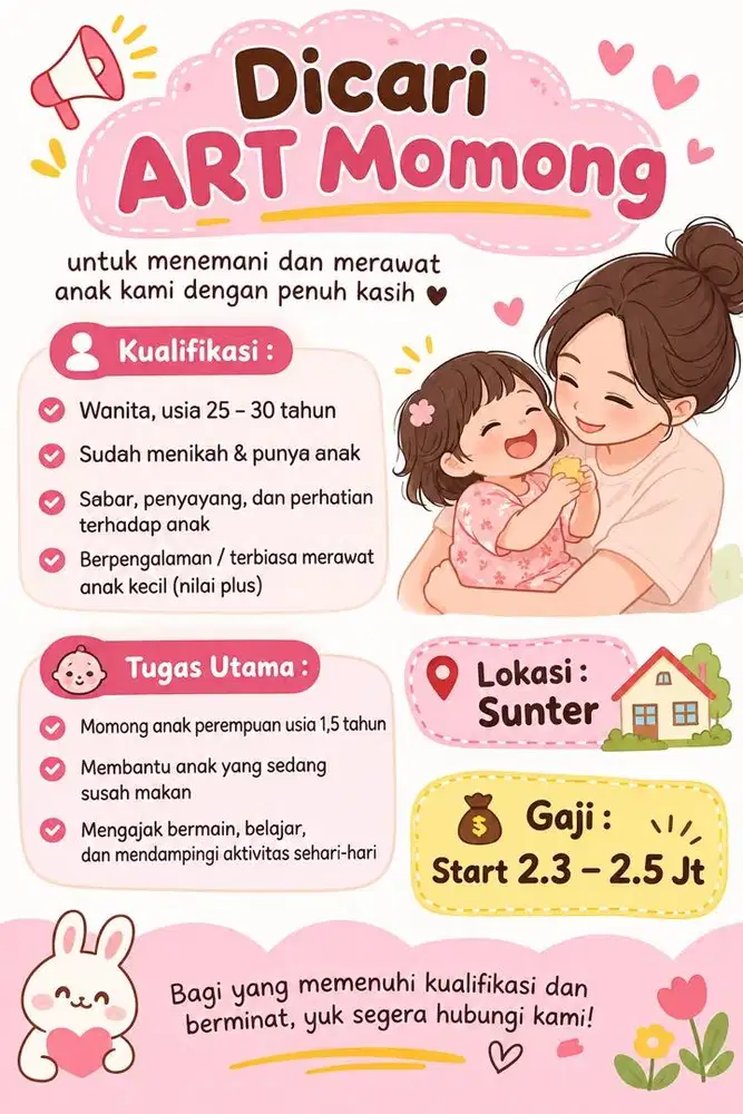 Loker ART Momong (menginap)
