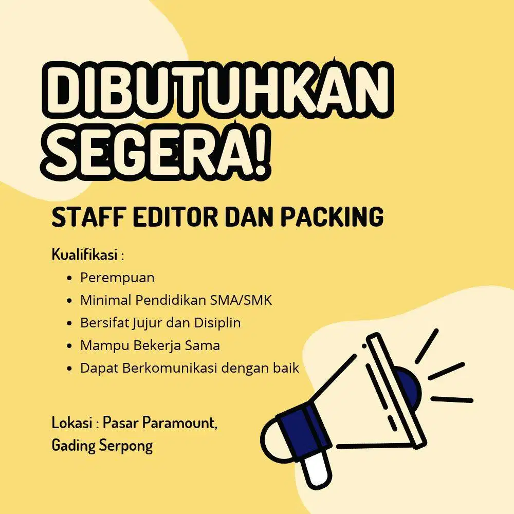 Dibutuh segera staff packing