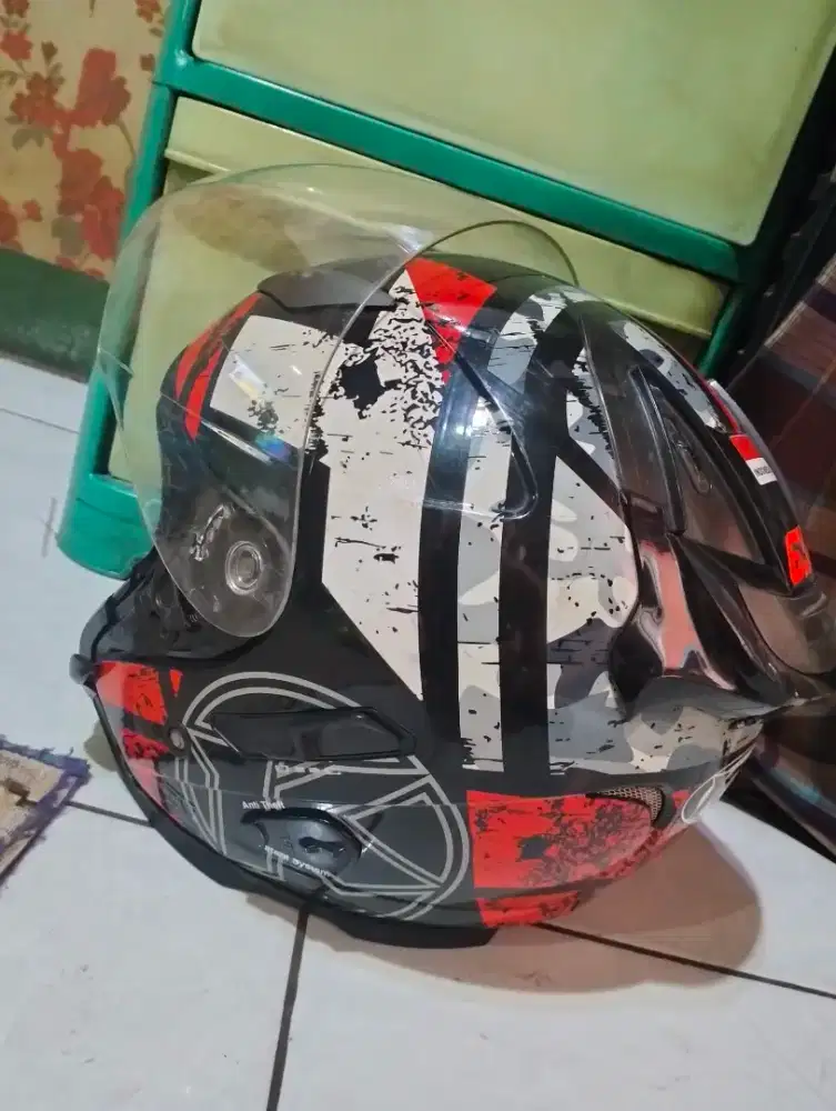 HELM KYT GALAXY R MOTIF 5 RED FLUO SIAP PAKAI LANGSUNG