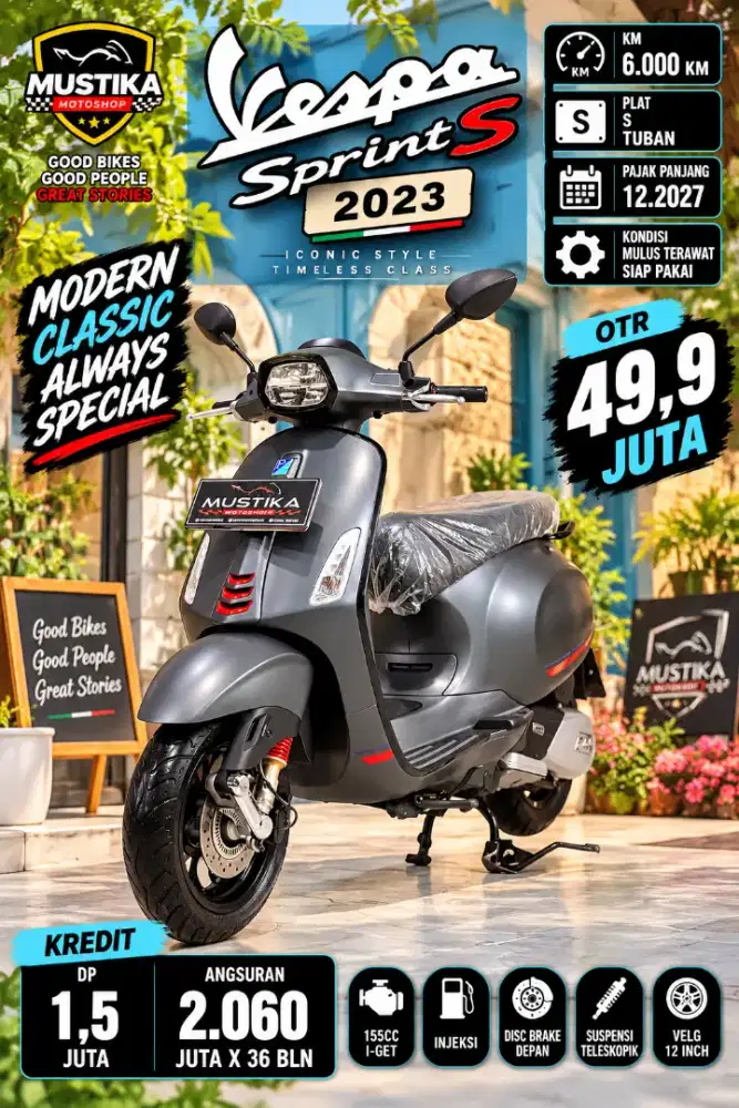 KM 6rb‼️Vespa Sprint S 150 2023. DANNY Mustika Sulfat