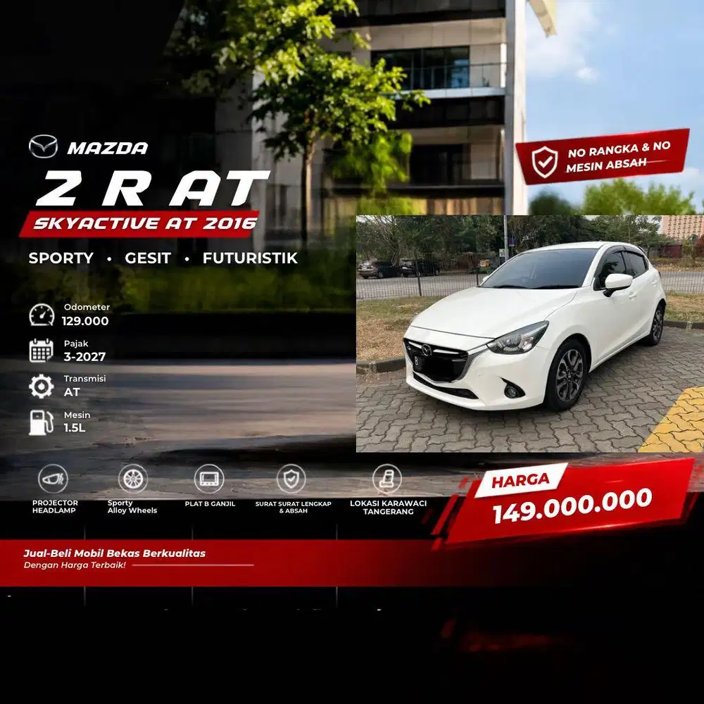 Mazda 2 R AT 2016 Putih Skyactiv