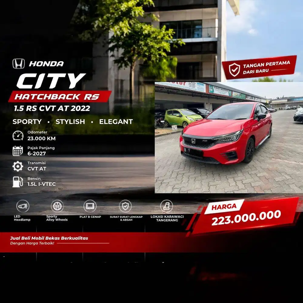 Honda City Hatchback RS CVT 2022 Merah Km 23rb