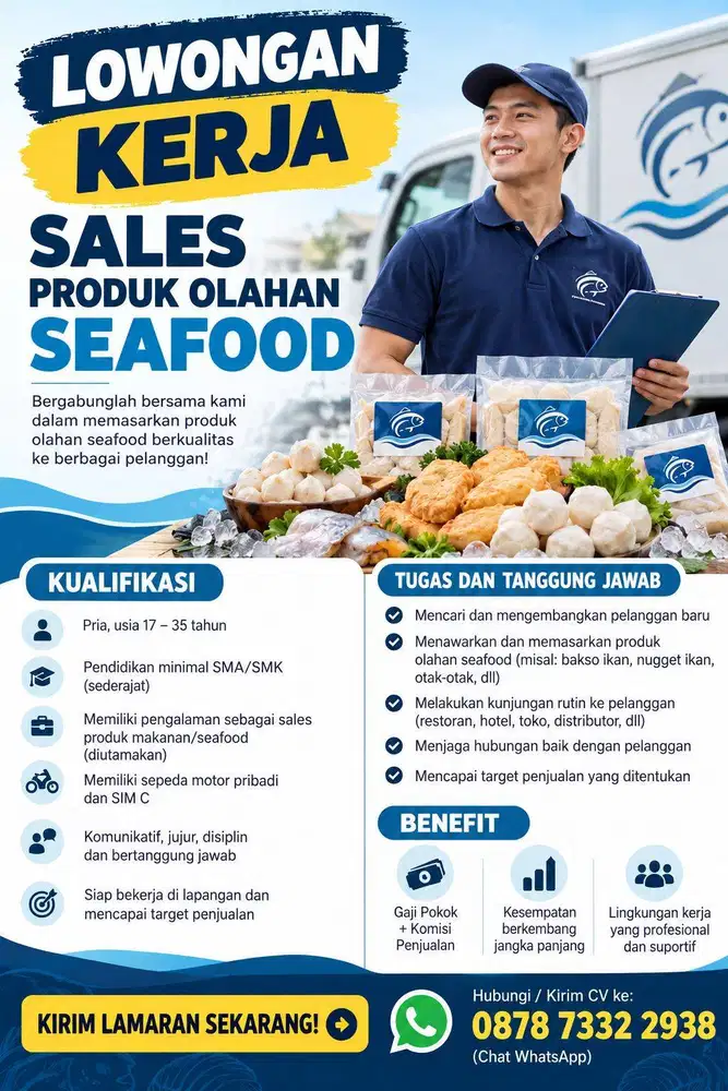 DICARI SALES UNTUK PRODUK OLAHAN SEAFOOD SEGERA!